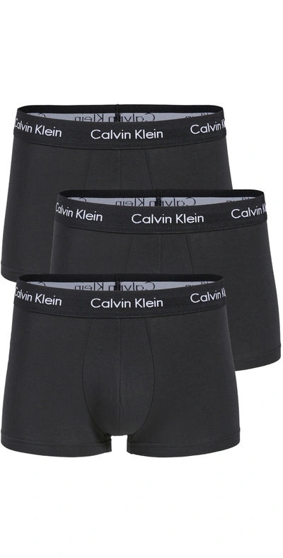 Calvin Klein Underwear 3-pack Stretch Cotton Low-rise Trunks In Black