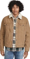 Levi's Type 3 Sherpa Lined Denim Trucker Jacket In Tan-neutral