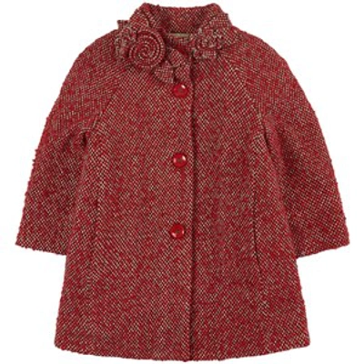 Monnalisa Kids' Red Flower Detail Coat
