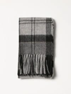Barbour Tartan Check-pattern Fringed Scarf In Grey