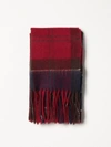 Barbour Tartan-print Fringed-trim Scarf In Red
