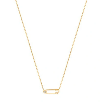 Djula 18kt Yellow Gold Big Diamond Safety Pin Necklace In Or Jaune