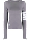 Thom Browne 4-bar Compression Long-sleeve Top In Grey