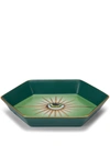 L'objet Lito Porcelain Eye Hexagon Tray In Green