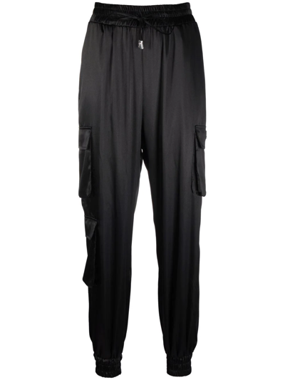 Philipp Plein Drawstring Straight-leg Trousers In Black