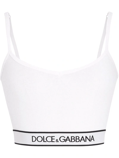 Dolce & Gabbana Logo-band Bralette In Bianco Ottico