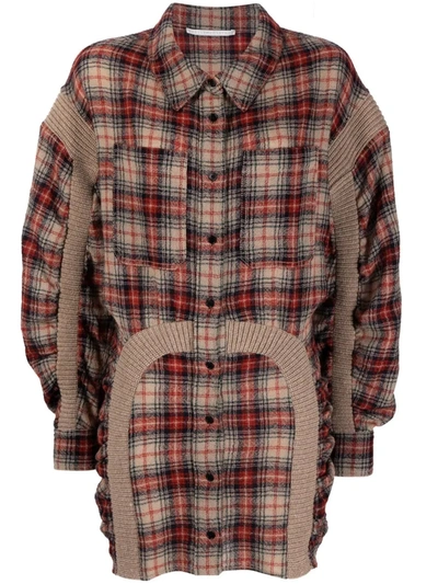 Stella Mccartney Check-pattern Mini Shirtdress In Neutrals