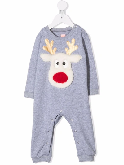 Wauw Capow By Bangbang Babies' Oh Deer Patch Onesie In Grey