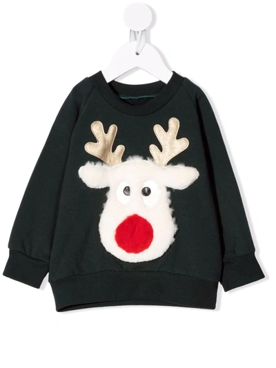 Wauw Capow By Bangbang Babies' Red Nose Jersey Sweatshirt In Green