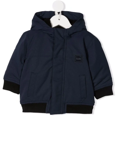 Bosswear Babies' Rib-trimmed Padded Coat In Blue