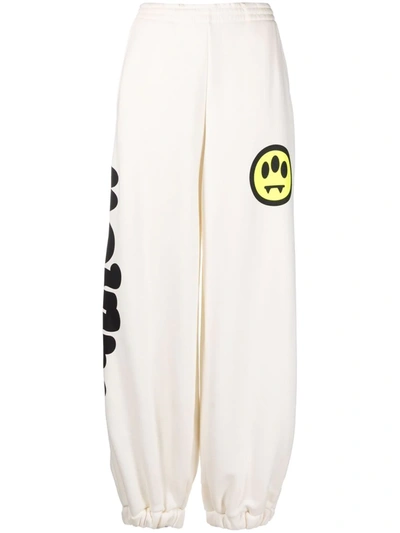 Barrow Woman White Wide Fit Joggers With Logo In Powder