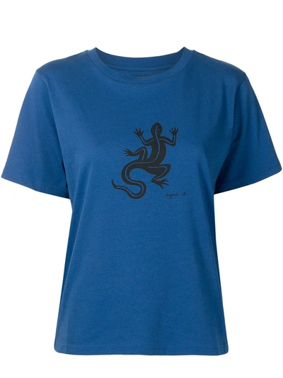 Agnès B. Lizard Print T-shirt In Blue