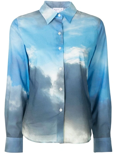 Agnès B. Cloud Print Shirt In Blue