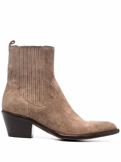 Buttero Suede Pointed-toe Chelsea Boots In Beige