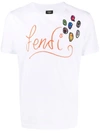 Fendi X Noel Fielding Printed Cotton-jersey T-shirt In White,orange