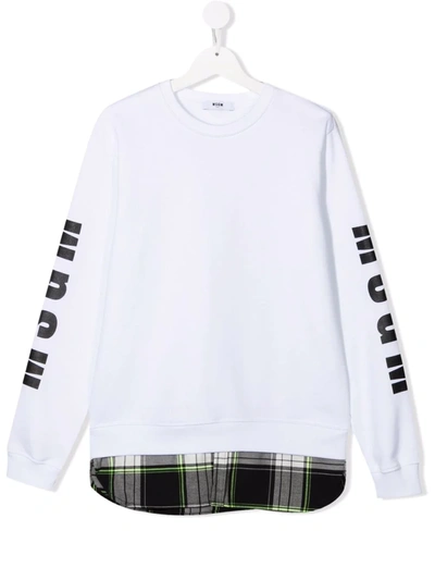 Msgm Teen Logo Long-sleeve Top In White