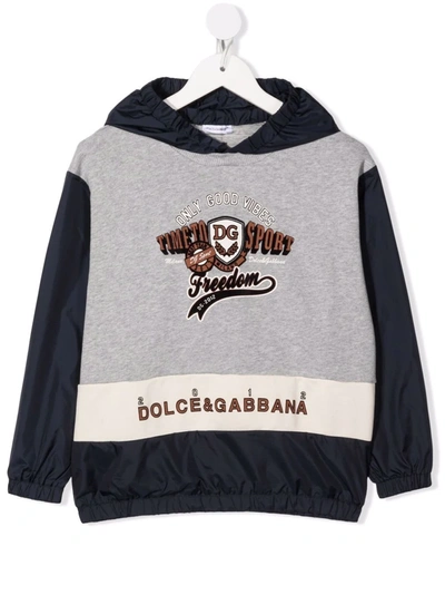 Dolce & Gabbana Kids' Logo Print Hoodie In Grey