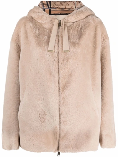 Herno Faux-fur Coat In Chantilly