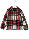 Mc2 Saint Barth Teen Embroidered-logo Plaid Jacket In Red