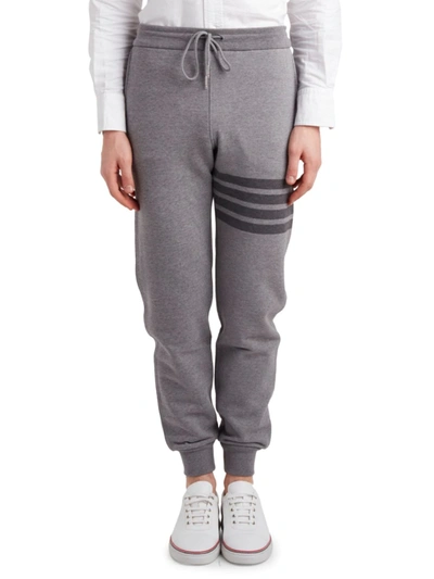 Thom Browne Three-stripe Drawstring Joggers In Medium Grey