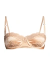 Kiki De Montparnasse Lace Inset Balconette Bra In Champagne