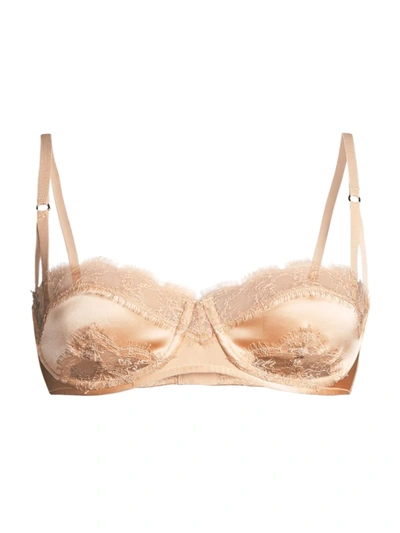 Kiki De Montparnasse Lace Inset Balconette Bra In Champagne