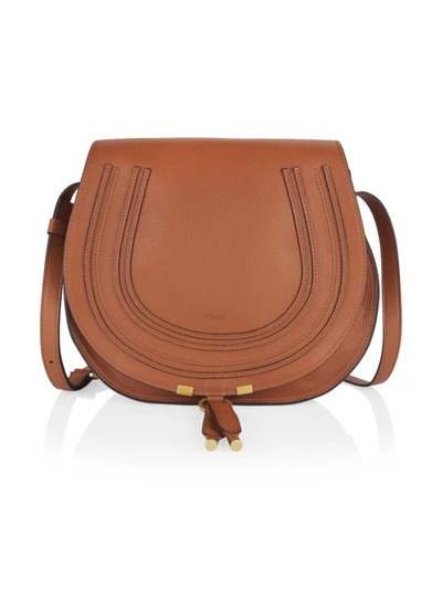 Chloé Medium Marcie Saddle Bag In Grained Leather In Tan