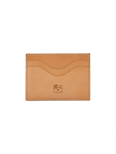 Il Bisonte Baratti Metallic Leather Card Case In Natural