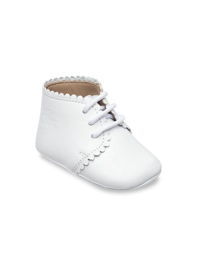 Elephantito Kids' Baby Girl's Scalloped Leather Booties In White