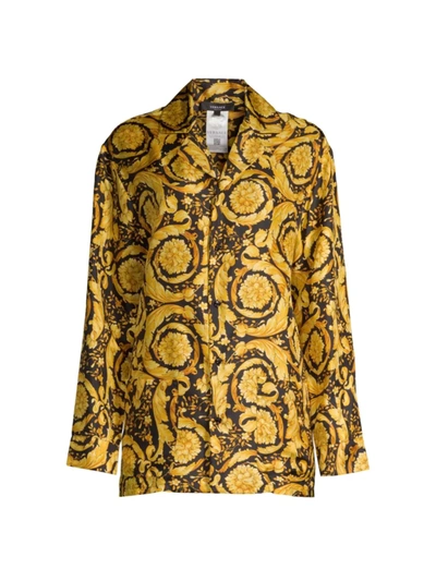 Versace Barocco 印花睡衣 In Black,yellow