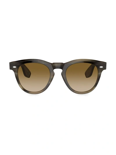 Brunello Cucinelli Nino Horn Round Acetate Sunglasses In Light Brown