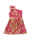 Marchesa Kids' Little Girl's & Girl's One-shoulder Foil Stamp Dress In Coral