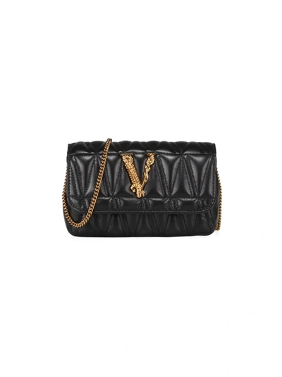 Versace Women's Virtus Quilted Leather Shoulder Bag In Black Multi