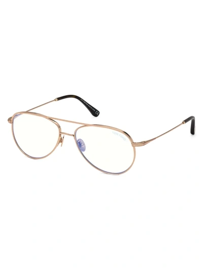 Tom Ford Titanium Blue Filter 57mm Aviator Glasses In Rose Gold