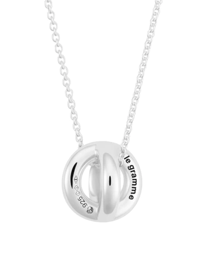 Le Gramme Men's 1g Polished Sterling Silver Entrelacs Pendant & Chain Necklace