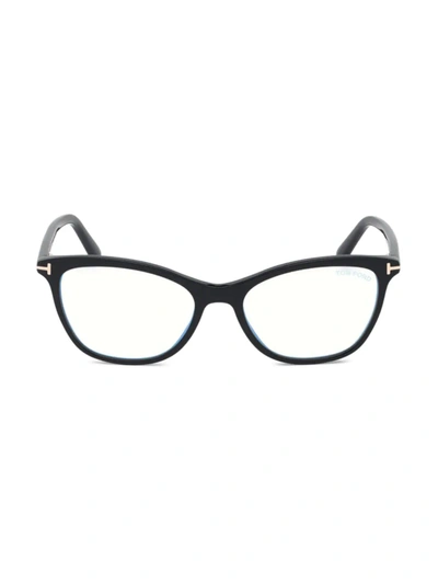 Tom Ford 56mm Cat Eye Blue Light Blocking Optical Glasses In Black