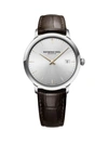 RAYMOND WEIL MEN'S TOCCATA ROUND SILVERTONE LEATHER-STRAP WATCH,400014903217