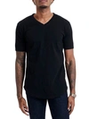 Goodlife Slub Cotton Scallop V-neck T-shirt In Black