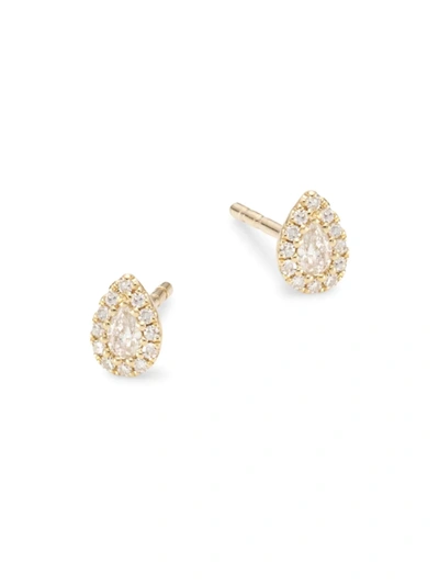Saks Fifth Avenue Women's 14k Yellow Gold & 0.18 Tcw Diamond Teardrop Stud Earrings