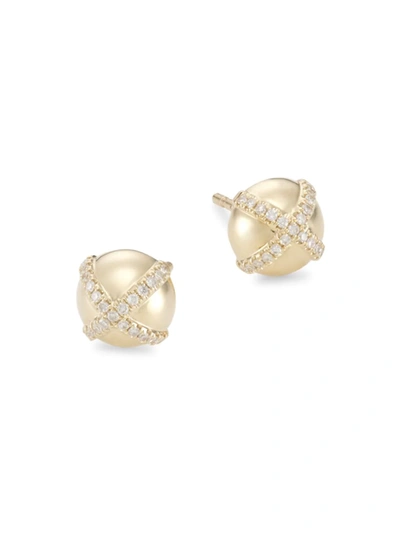 Saks Fifth Avenue Women's 14k Yellow Gold & 0.14 Tcw Diamond Domed Stud Earrings