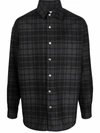Iceberg Checked Logo-print Wool-blend Shirt In Black
