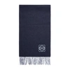 Loewe Fringed Embroidered Two-tone Wool And Cashmere-blend Scarf In Blue