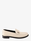 Saint Laurent Leather Loafers With Round Toeline And Rubber Sole In White