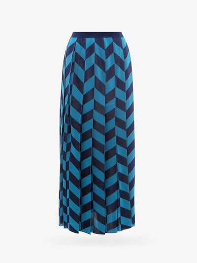 Gucci Lamé Piquet Pleated Skirt In Blue