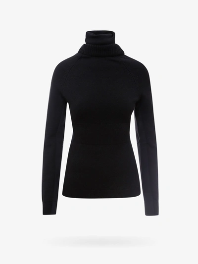 Moncler Shell-trimmed Wool-blend Turtleneck Sweater In Black