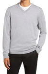 Nordstrom Washable Merino V-neck Sweater In Grey Alloy Heather