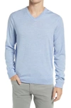 Nordstrom Washable Merino V-neck Sweater In Blue Lustre Heather