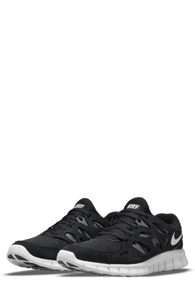Nike Free Run 2 Suede- And Rubber-trimmed Mesh Running Sneakers In Black/white