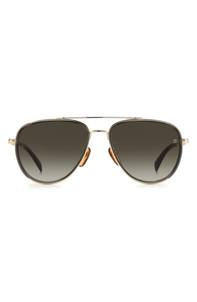 David Beckham Eyewear David Beckham 58mm Aviator Sunglasses In Gold Grey / Brown Gradient
