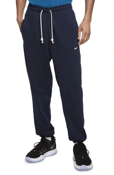 Nike Dri-fit Standard Issue Joggers In College Navy/ Pale Ivory